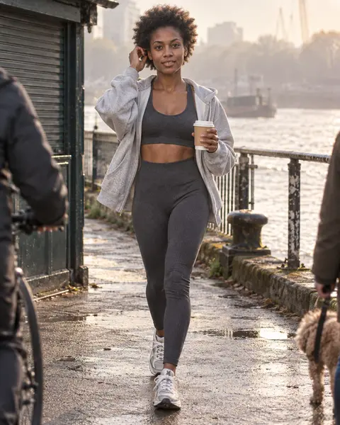Amara at Thames path at sunrise